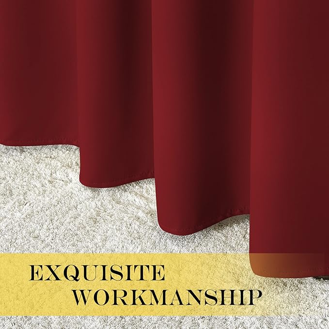 NICETOWN Blackout Curtains & Drapes - Privacy Thermal Efficiency Backdrop Curtains for Bedroom Room Divider Living Room Patio Sliding Glass Door, Wide 80 x Long 144 inch, Burgundy Red, 1 Panel