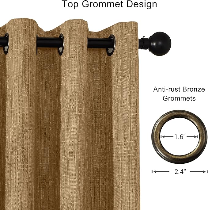 Linen Curtains 205 inch Length 2 Panels for High Ceiling Extra Long Thick Faux Linen Window Drapes Burlap Textured Curtains with Grommet for 2 Story High Living Room (52x205 Light Coffee)