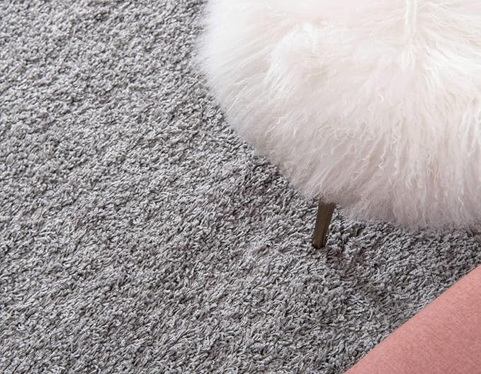 Unique Loom Solid Shag Collection Area Rug (8' Round, Cloud Gray)