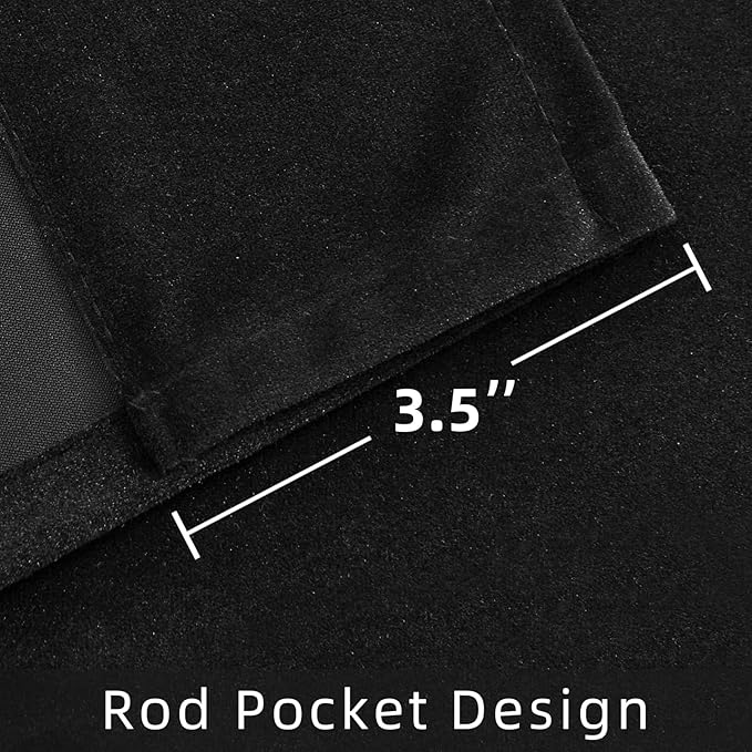 Joydeco Velvet Curtains 84 inch 1 Panel, Long Luxury Black Blackout Thermal Insulated Rod Pocket Window Curtains, Super Soft Room Darkening Drapes for Living Room Bedroom, W100 x L84 Inch, Black