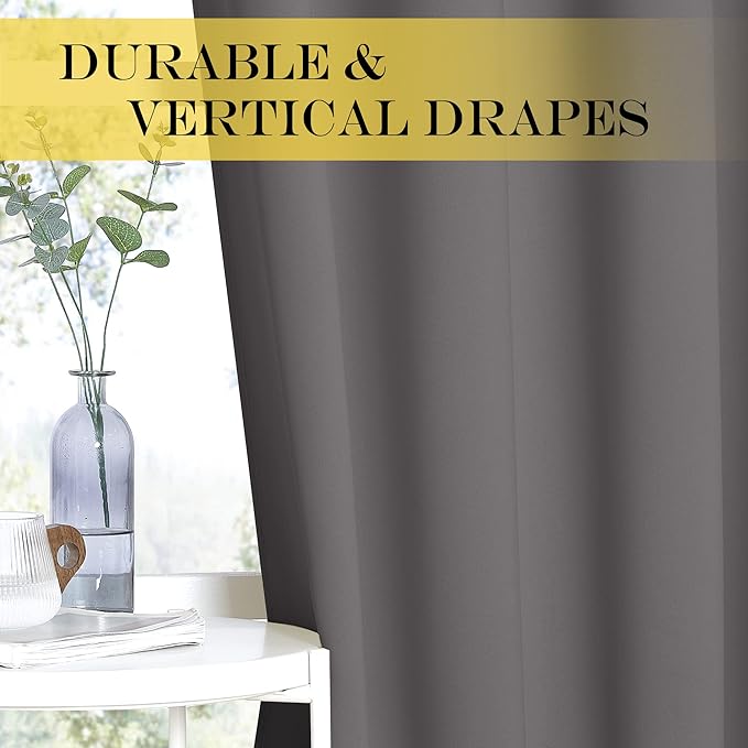 NICETOWN Blackout Doorway Curtain Drape 72 inch Long - Grommet Noise Reducing Thermal Insulated Solid Modern Window Treatments for Bedroom (1 Panel, 66 x 72 Inch, Gray)