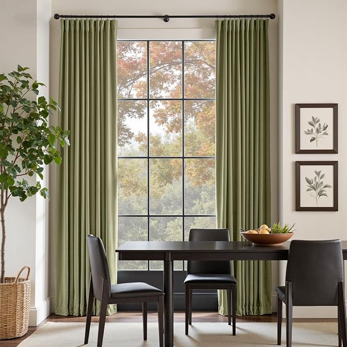 Lazzzy Green Blackout Velvet Curtains 96 Inches Long Thermal Insulated Room Darkening Lined Curtain Drapes Luxury Back Tab Window Treatments for Bedroom Living Room 2 Panels, 52 x 96 Inch, Olive Sage