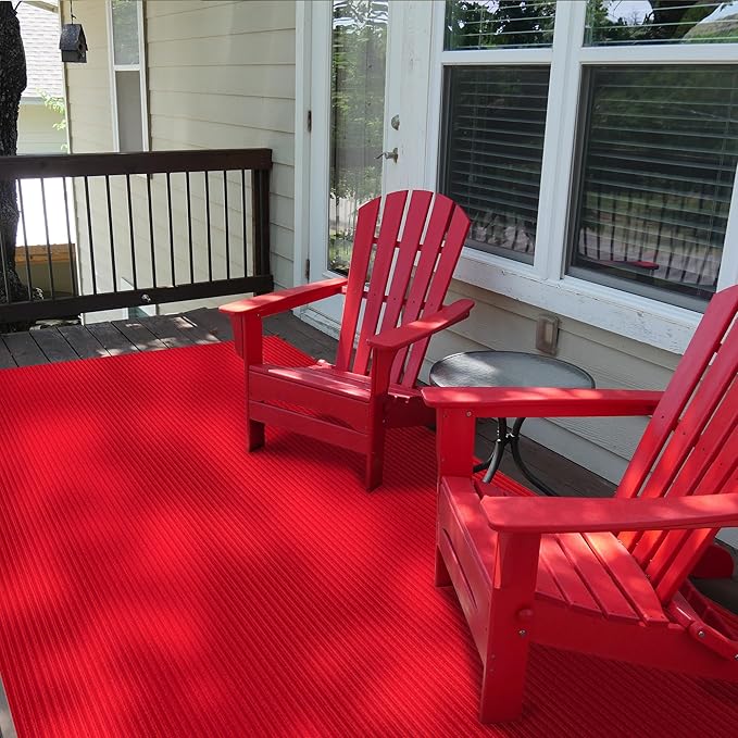 Ottomanson 3'11" x 48' Hallway Runner with Scraper Pile - Extra Durable Non-Slip Rug Mat for Indoor & Outdoor Use - Ideal for Kitchen, Entryway & Garage - High-Traffic Carpet, Red