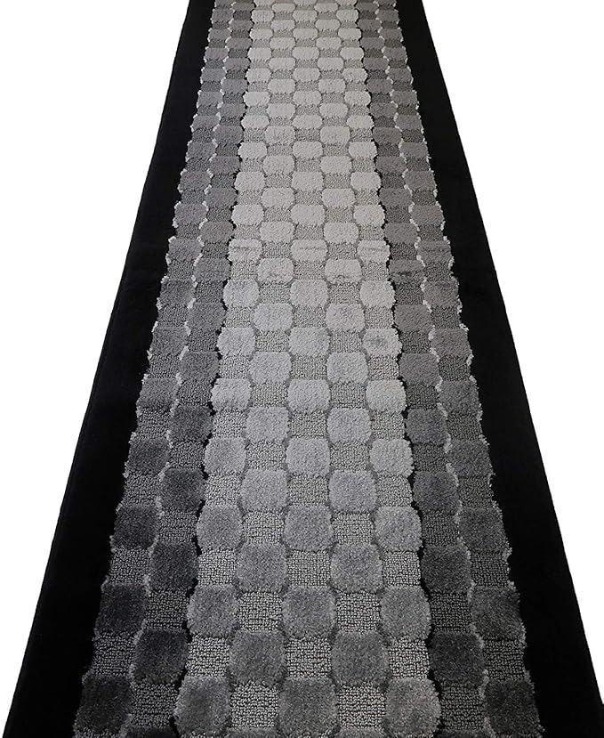 Custom Length Hallway Runner Rug,Slip Resistant,Checkered Black, 26 Inch X 24 feet, Sold and Priced Per Foot