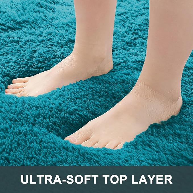OLANLY Area Rugs for Living Room Bedroom, Machine Washable 4x5.9 ft Soft Fluffy Shaggy Bedside Rug, Indoor Floor Carpet for Kids Girls and Boys, Dorms, Nursery Rooms, Home Decor Aesthetic, Teal