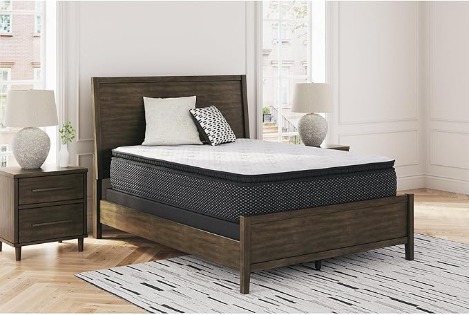 Signature Design by Ashley Limited Edition Pillow Top 13 " Pillow Top Hybrid Mattress with Gel Memory Foam and Edge Support for Cool Sleep and Pressure Relief, California King, Fiberglass Free