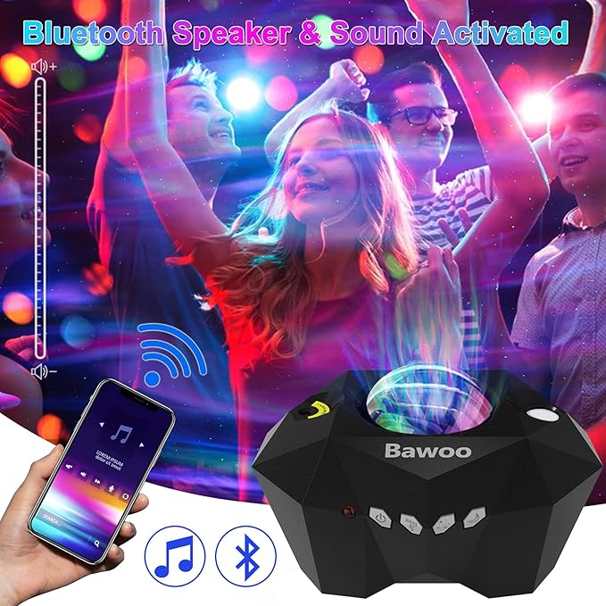 Aurora Star Light Projector with Moon, Galaxy Lights Projector with Remote Control, Night Sky Light Projector Built-in Bluetooth and Multi-Color Projection Lamp