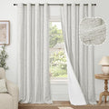 100% Blackout Curtains for Living Room 95 Inch Length 2 Panels Set, Thermal Insulated Light Blocking Faux Linen Curtains for Bedroom, Bronze Grommet Window Drape Each 52" Wide, Light Grey