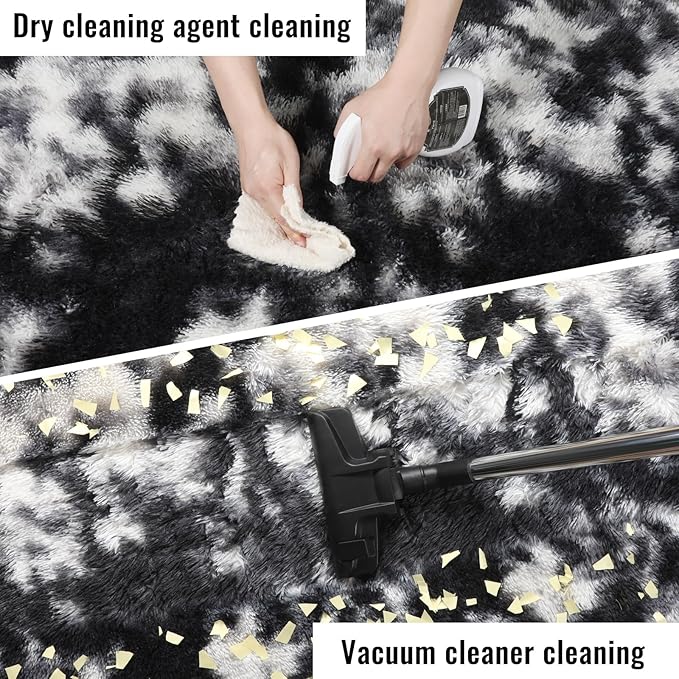 PAGISOFE Black White Grey Rugs for Living Room 5x8, Shag Fuzzy Fluffy Rectangular Rugs for Kids Room Playroom Classroom Dorm Shaggy Soft Carpet for Home Decor Aesthetic Plush Bedside Rug Modern Cool