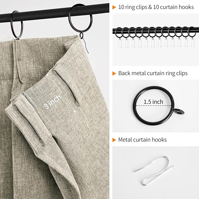 WdFour 24x36 Inch Pinch Pleated Blackout Cafe Curtains - Pack of 2, 100% Light Blocking Back Tab Drapes for Half Windows, Kitchen & Bathroom Short Curtains (Hemp Gray)