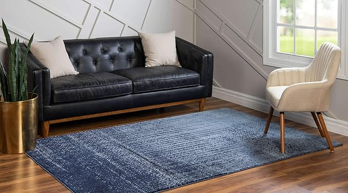 Unique Loom Del Mar Collection Area Rug - Jennifer (3' 3" x 5' 3" Rectangle, Blue/ Navy Blue)