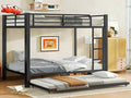 LUCALEO Stronger & Truly Reinforced Heavy Duty Metal Bunk Bed Full Over Full Size Bunkbed, Thickened More Stable & Safer Steel Bunk Bed Frame with Twin Size Trundle (Greater Weight Capacity)