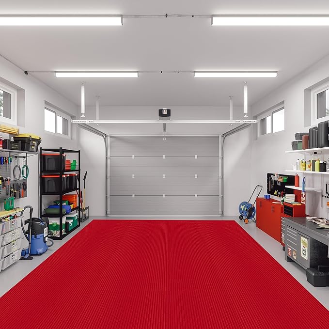 Ottomanson 6'6" x 53' Hallway Runner with Scraper Pile Extra Durable Non-Slip Rug Mat for Indoor & Outdoor Use - Ideal for Kitchen, Entryway, Patio & Garage - High-Traffic Carpet, Red