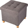BRIAN & DANY 15 Inches Ottoman with Storage, Square Small Storage Ottoman Foot Rest with Legs, Ottomans Foot Stool for Dorm, Living Room, Entryway (Brown)