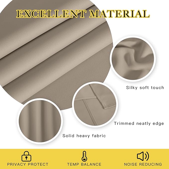 NICETOWN Room Darkening Curtain for Living Room - Energy Saving Thermal Insulated Grommet Room Darkening Curtain/Drape for Bedroom (1 Panel, 46 by 72, Taupe)