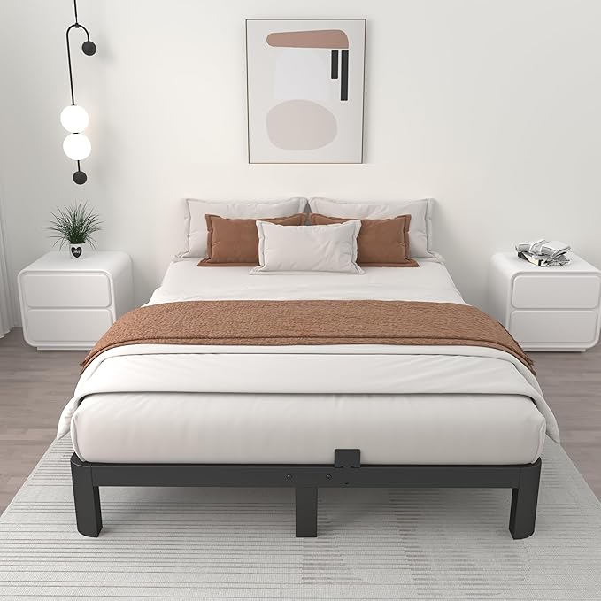 ITIMIDI 6 Inch King Bed Frame with Metal Gaskets, No Box Spring Needed, Heavy Duty Steel Support 3000 LBS, DIY Headboard, Easy Assembly, Anti-Slip Mattress Stopper, Round Corner Leg, Black