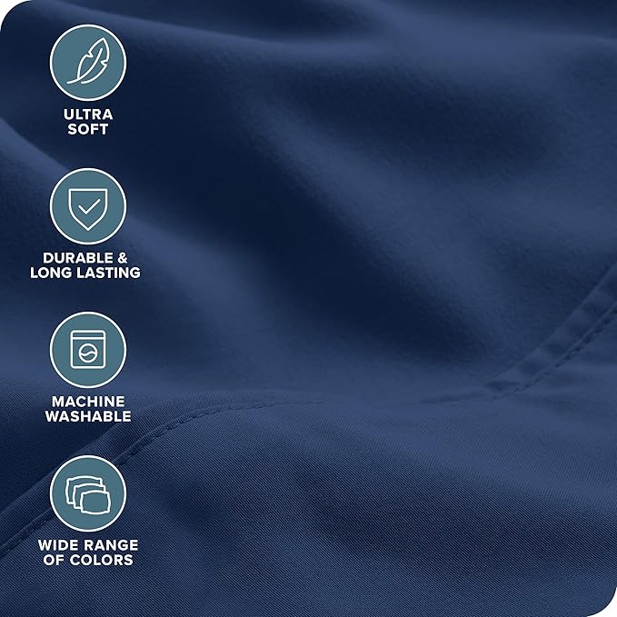 Bare Home Hotel Luxury Cal King Sheet Set, Extra Soft, 6 Piece Set, Deep Pockets, Easy Fit, Cooling & Breathable, Wrinkle, Fade, Stain Resistant, Includes 4 Pillowcases (California King, Dark Blue)