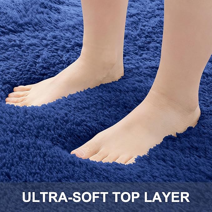 OLANLY 6x9 Machine Washable Large Area Rugs for Living Room, Bedroom, Soft Fluffy Shaggy Bedside Rug, Indoor Floor Carpet for Kids Girls and Boys, Dorms, Nursery, Home Decor Aesthetic, Navy Blue