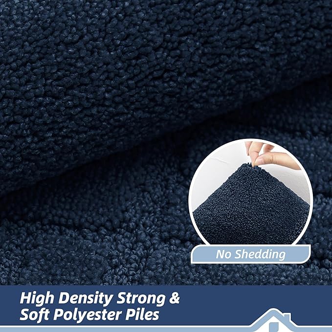 BEQHAUSE Door-Mat Non-Slip Front Doormat Low-Profile Entrance Mats for Front Door Entry Resist Dirt Washable Doormat Absorbent Entryway Door Mat,Navy Blue,32"x48"