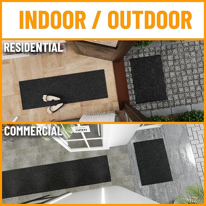 Ottomanson Commercial Scrape Rib Entry Mat – Heavy Duty Ribbed Floor Mat for High Traffic – Non Slip Rubber Back, Waterproof – Indoor Outdoor Use for Offices, Schools, Lobbies, 2' x 32', Black