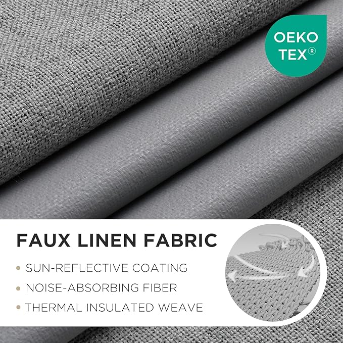 Joydeco Light Grey Blackout Curtains 120 Inches Long, Extra Long Curtains 120 Inch Length 1 Panel for Bedroom, Thermal Insulated Linen Black Out Curtains with Grommets(100x120, Light Grey)