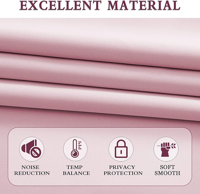 DONREN Pink Room Darkening Curtain Panels 84" Long for Girls Room, Keep Warm Window Treatment Drapes for Doorway Entryway Patio (60" Width x 84 "Length,2 Panels)