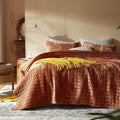 LEAONME Velvet Quilt King Size-98''x106'', Lightweight Burnt Orange Velvet Comforter Set with 2 Pillow Shams, Soft Bedspread Coverlet Quilted Bedding Set for All Season