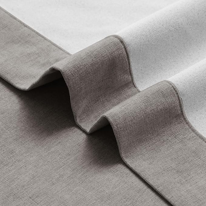 Macochico 52" Wx108 L 100% Blackout Curtains Extra Long Thermal Insulated Chenille Curtains for Living Room Bedroom Auditorium Home Theater Stone Grey Grommet Curtains with Tieback Classic 1 Panel