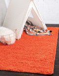 Unique Loom Solid Shag Collection Area Rug (4' 1" x 6' 1" Rectangle, Tiger Orange)