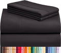 LuxClub 4 PC Full Sheet Set, Deep Pockets Wrinkle Free Cooling Bed Sheets Hotel Bedding for Women, Men, Kids & Teens, Includes 1 Fitted Sheet, 1 Flat Sheet and 2 Pillowcases-Black