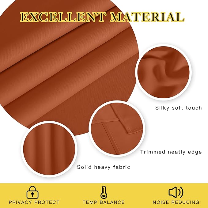 NICETOWN Door Curtain for Closet Doors 80 Inches Long 1 Panel, Blackout Doorway Curtain for Open Closet Bedroom, Room Divider Living Room for Privacy (Burnt Orange, 1 Panel, 46W x 80L)