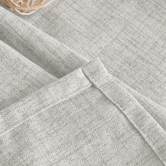 YoungsTex Extra Long Linen Curtains 102 Inch Length for Living Room, Light Grey Light Filtering Drapes with Bronze Grommet Privacy for Dining Bedroom, 52 x 102 Inch, 2 Panels