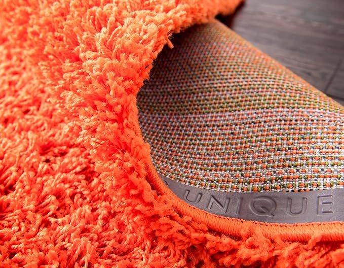 Unique Loom Solid Shag Collection Area Rug (7' 10" x 10' Rectangle, Tiger Orange)