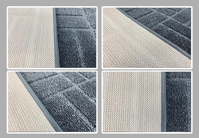 20 FT Long Non-Slip Washable Carpet Runner Rug with Rubber Backing, Custom Cut Floor Mat for Kitchen Hallway Stairs Bedroom Bathroom Entry, Bricks Anthracite Grey, Your Choice of Length, (26" X 20')
