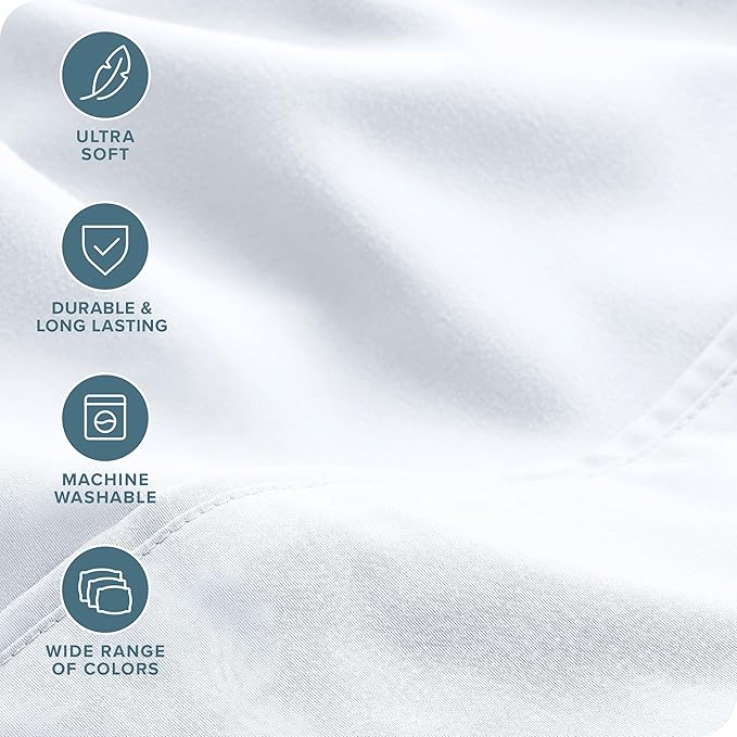 Bare Home Hotel Luxury Full Sheet Set, Extra Soft - 6 Piece Set - Deep Pockets - Easy Fit - Cooling & Breathable - Wrinkle, Fade, Stain Resistant - Includes 4 Pillowcases (Full, White)