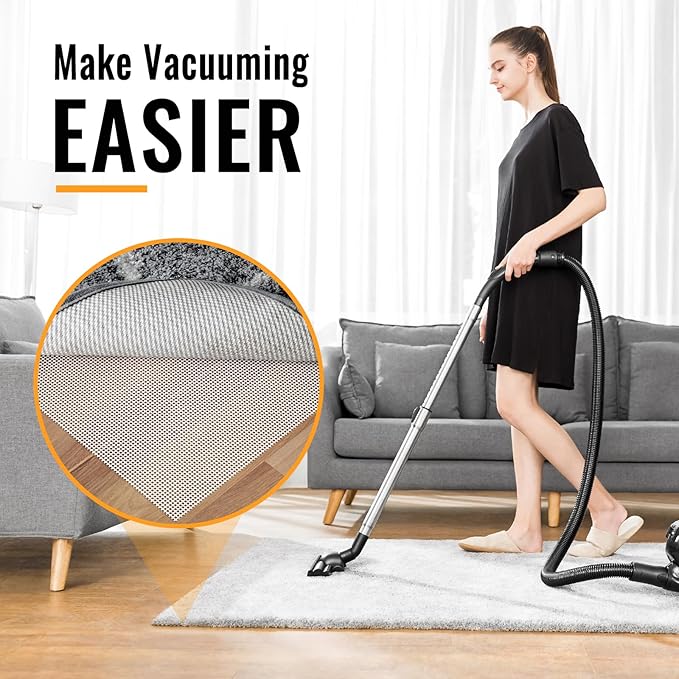 Silicone Non-Slip Rug Pad, Anti Skid Thin Area Rug Pad Gripper, Under Carpet Rug Mats for Hardwood Surface Floors, Keep Rugs in Place-5x8 Ft