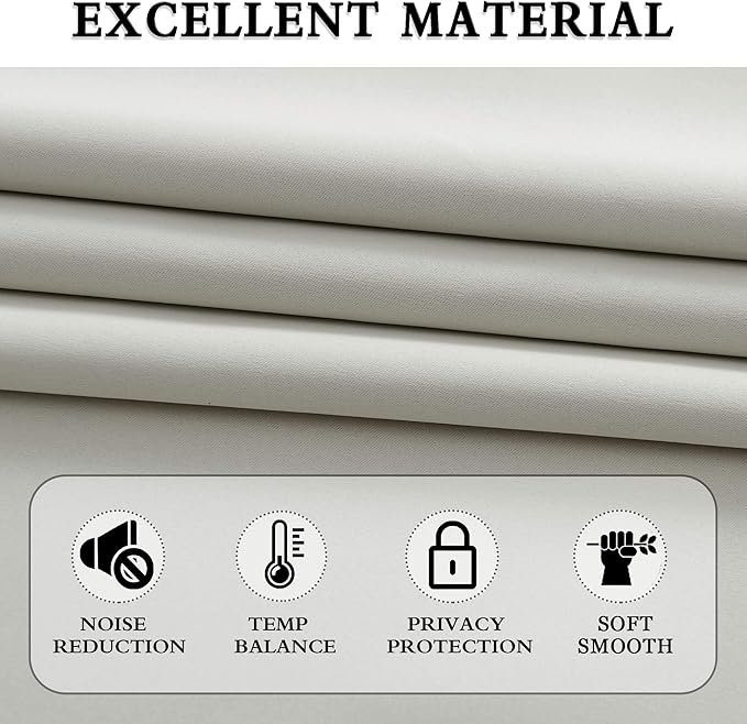 DONREN 108 Inches Long Curtains - 2 Panel Rod Pocket Drapes Room Darkening Thermal Insulated Curtains for Living Room Bedroom (Light Grey,52 W by 108 inch Length)