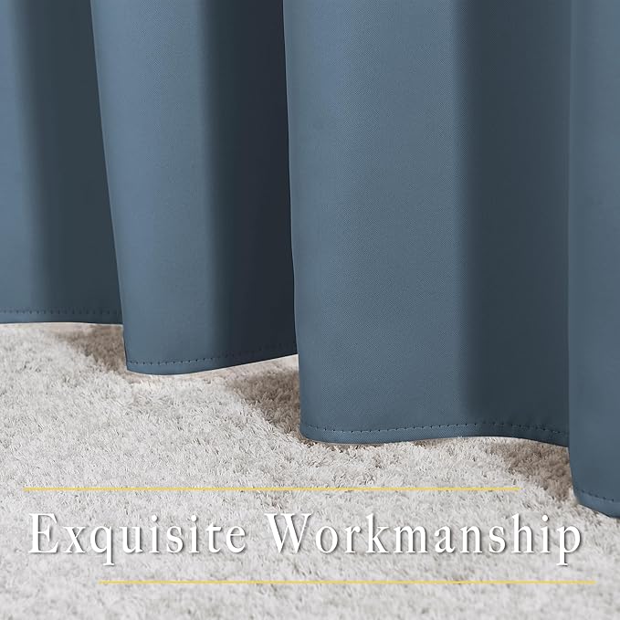 NICETOWN Room Darkening Curtain Panels - (52 inches Wide, Smoky Blue, 2 Pieces) Nursery & Infant Care Drapes, Extra Long 120 inches Length Curtains for Patio Door/Dining Room