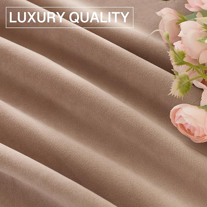StangH Blush Beige Velvet Curtains for Living Room 96 inches Long Light Reducing Thermal Insulated Doorway Room Dividers for Nursery Girls Bedroom/Laundry, W42 x L96, 2 Panels