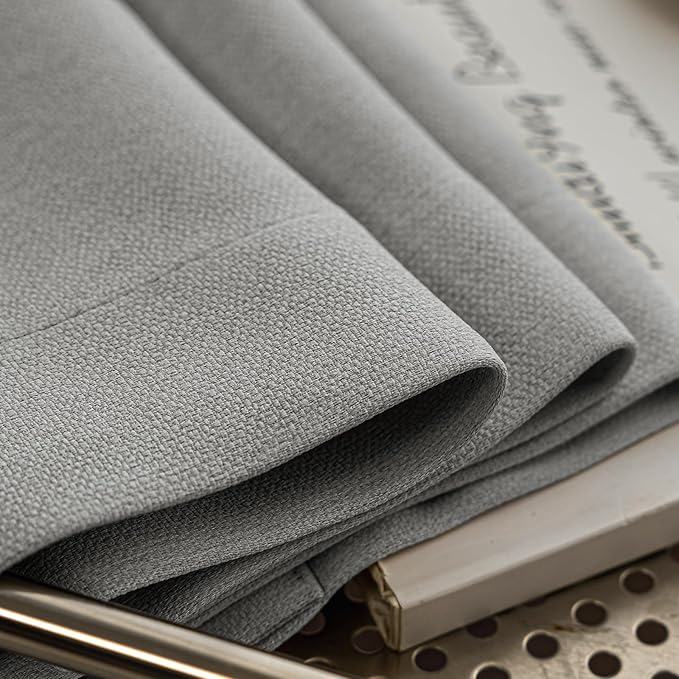 100% Blackout Curtains 72 inch Length 2 Panels Set for Dining Room Master Room, Thick Soft Linen-Look Textured Full Light Blocking Room Darkening Thermal Insulated Drapes (W52xL72, Grey)