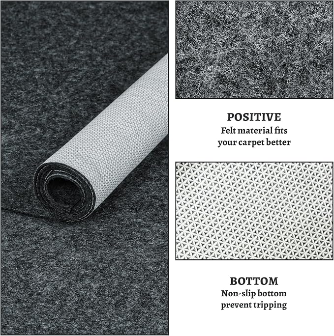 100% Waterproof Rug pad, 8x10 ft Area Rug Non-Slip Rug Pads, 1/4" Thick Carpet Pads for All Floors and finishes, Felt pad for Hardwood Floors, Keep Carpets in Place Soft and Secure