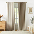 Vision Home Sand Linen Full Blackout Curtains 84 inch Length for Bedroom Living Room Darkening Soundproof Window Panels Thermal Insulated Rod Pocket Back Tab Farmhouse Drapes 56" Wx84 Lx2