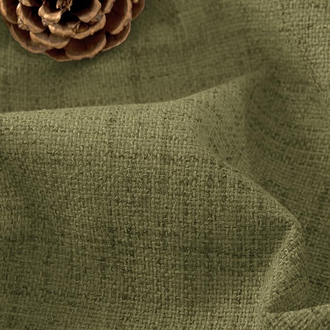 Linen Blackout Curtains 90 Inch Long, Olive Green Extra Long Curtains for Bedroom Living Room Modern Farmhouse, Thermal Light Blocking Faux Linen Energy Save Drapes Each 52x90 Inch 2 Panels