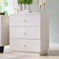 21.65" Night Stand with Charging Station, Fluted Nightstand with Drawer, 3 Drawer Dresser for Bedroom, Modern End Table Bedside Table Chests of Drawers for Bedroom, Living Room, Antique White