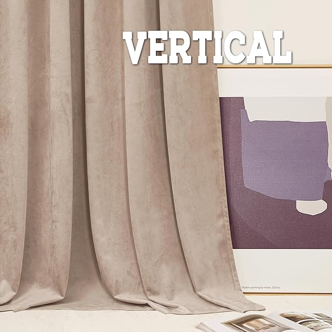 RYB HOME Velvet Curtains 120 inches Length, Back Tab & Rod Pocket Soft Fabric Curtains & Drapes for Bedroom Room Divider, Blush, W 52 x L 120, 2 Panels Set