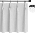 WdFour 24x36 Inch Pinch Pleated Blackout Cafe Curtains - Pack of 2, 100% Light Blocking Back Tab Drapes for Half Windows, Kitchen & Bathroom Short Curtains (Greyish White)