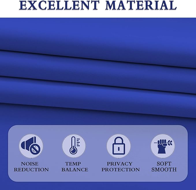 DONREN Cobalt Blue Blackout Draperies Curtains for Bedroom - Thermal Insulated Solid Rod Pocket Window Curtain Panels (52 x 63 Inches,2 Panels)