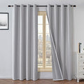 100% Blackout Curtains 96 Inch Length 2 Panels Set, Black Out Curtains for Living Room, Greyish White Thermal Insulated Grommet Drapes Bedroom Luxury Decor Privacy(37W × 96L inch, Greyish White)