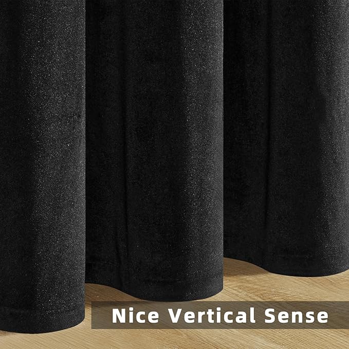 Joydeco Black Velvet Curtains 84 Inches Long, Blackout Grommet Luxury Curtain 2 Panels, Insulated Thermal Privacy Room Darkening Velvet Drapes for Bedroom Living Room (52Wx84L)