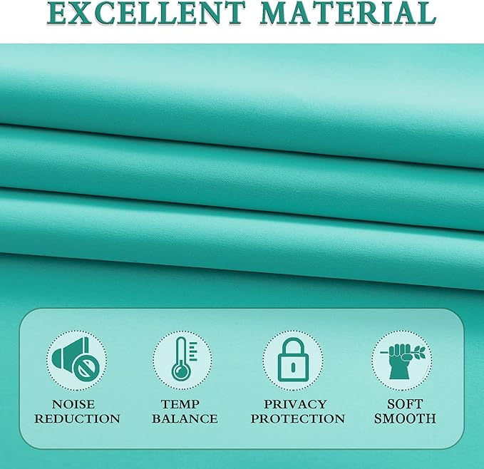 DONREN 84 Inch Turquoise Curtains Home Decoration Privacy Protection - Blackout Window Drape with Rod Pocket,Set of 2 Panels